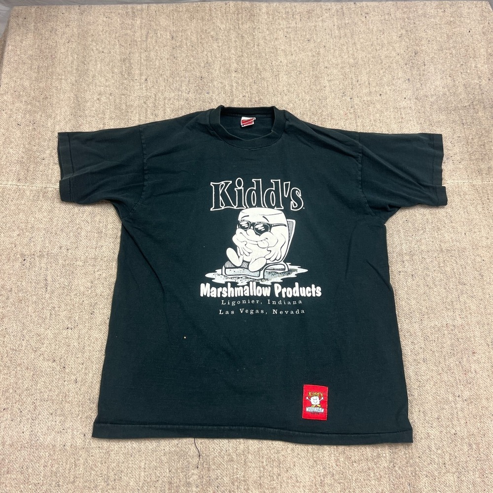 Vintage Marshmallow Shirt Mens XL Black 1990s Kidd's Product Indiana Nevada‎